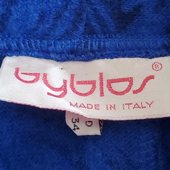 Byblos | Vintage Cardigan | Blue floral wool and angora, dolman sleeve Size S-M - Picture 8 of 12